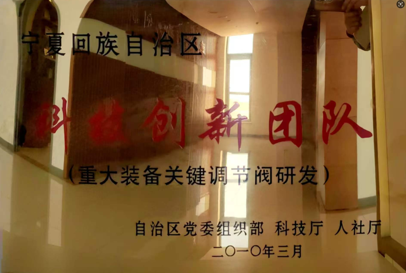 Ningxia Scientific and Technological Innovation Team for Control Valve Development in Major Equipment Applications